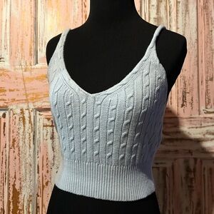 Kendall & Kylie Sky Blue Knit Crop Top